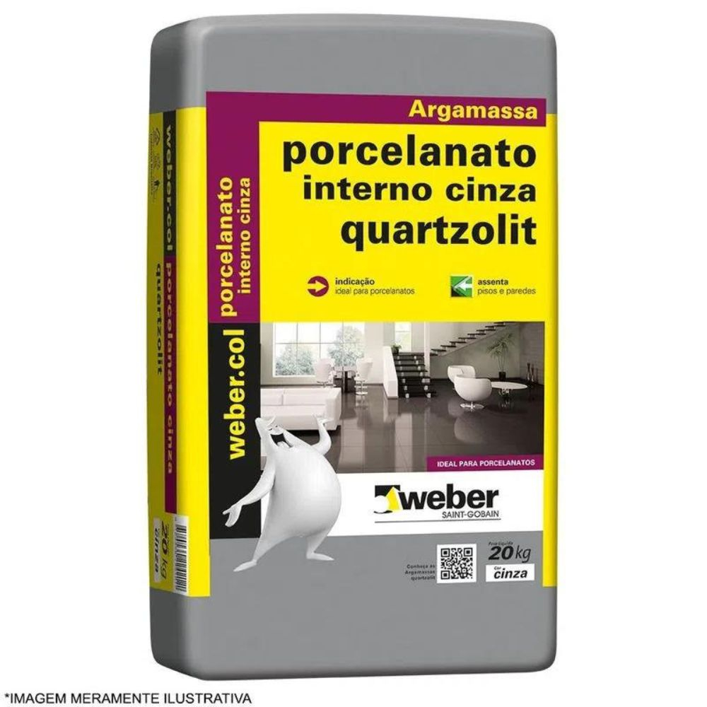 ARGAMASSA PORCELANATO INTERNO CINZA QUARTZOLIT 20KG