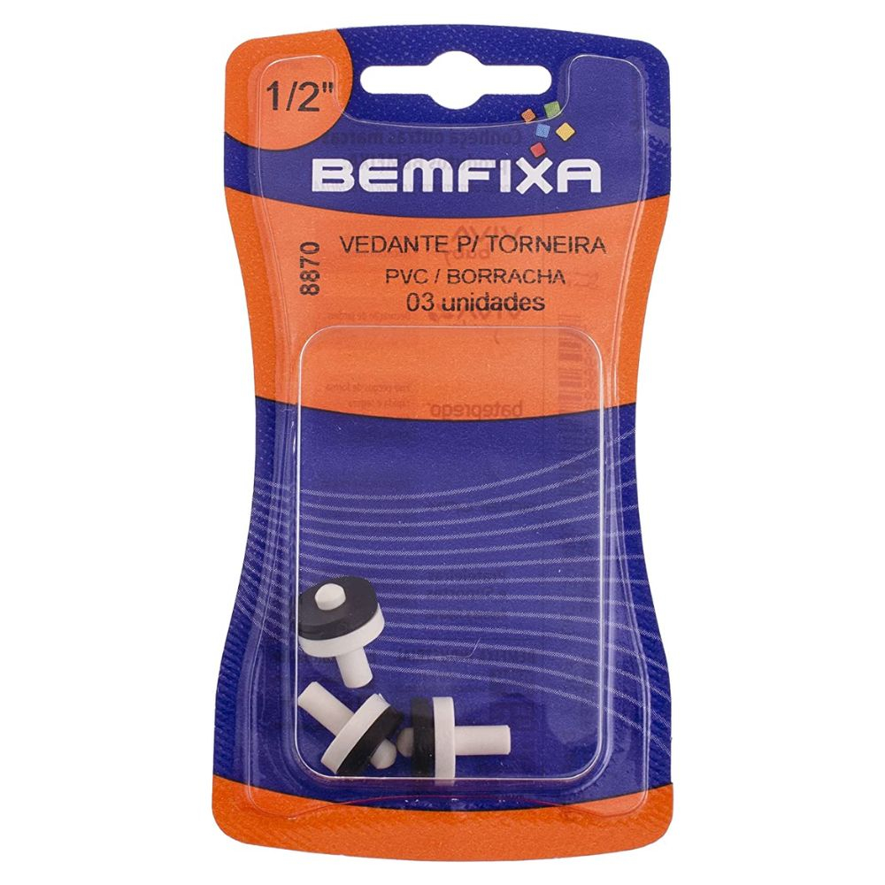 Vedante Para Torneira Borracha Pvc 1/2' Com 3 Unidades Bemfixa