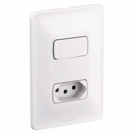 Interruptor Zeffia Simples+Tomada 2P+T 10A Branco Pial