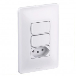Interruptor Simples + Paralelo + Tomada 2P+T 10A Branco Zeffia Pial