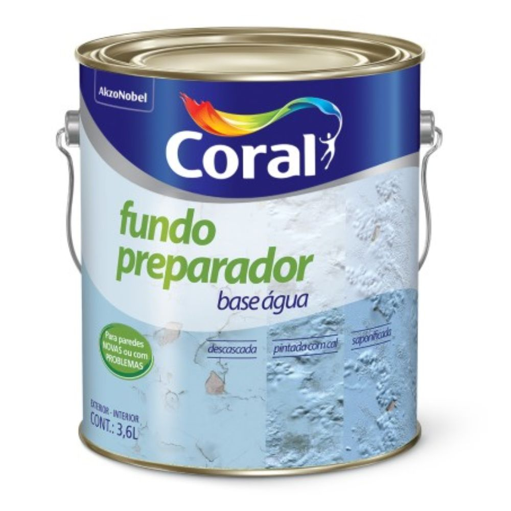 Fundo Preparador Para Paredes Base Água 3,6 Litros Branco Coral