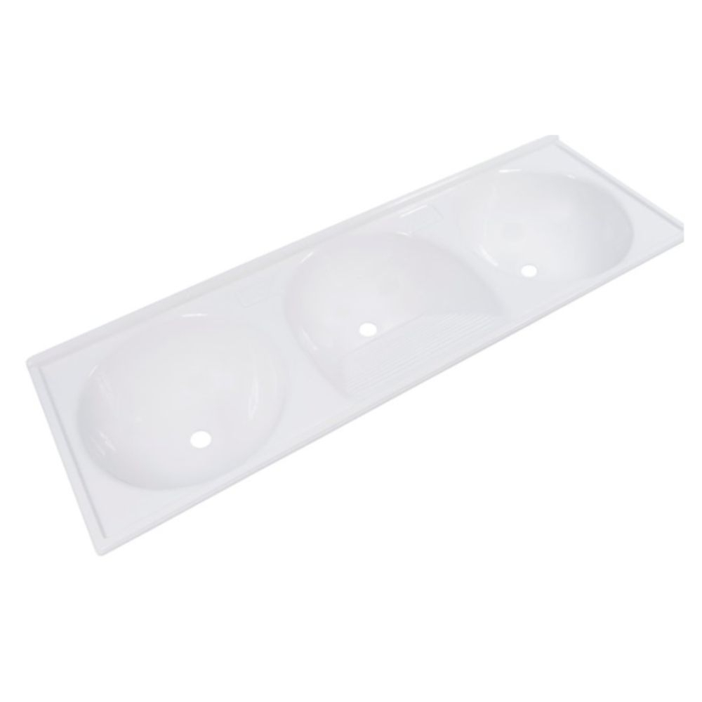 Tanque Marmofibra Triplo Branco Gelo Decoralita