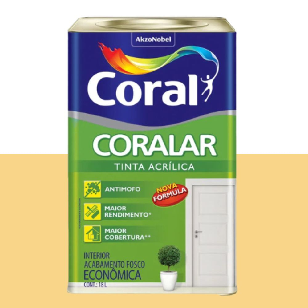 Tinta Coralar Acrílico Amarelo Canário 18L Coral