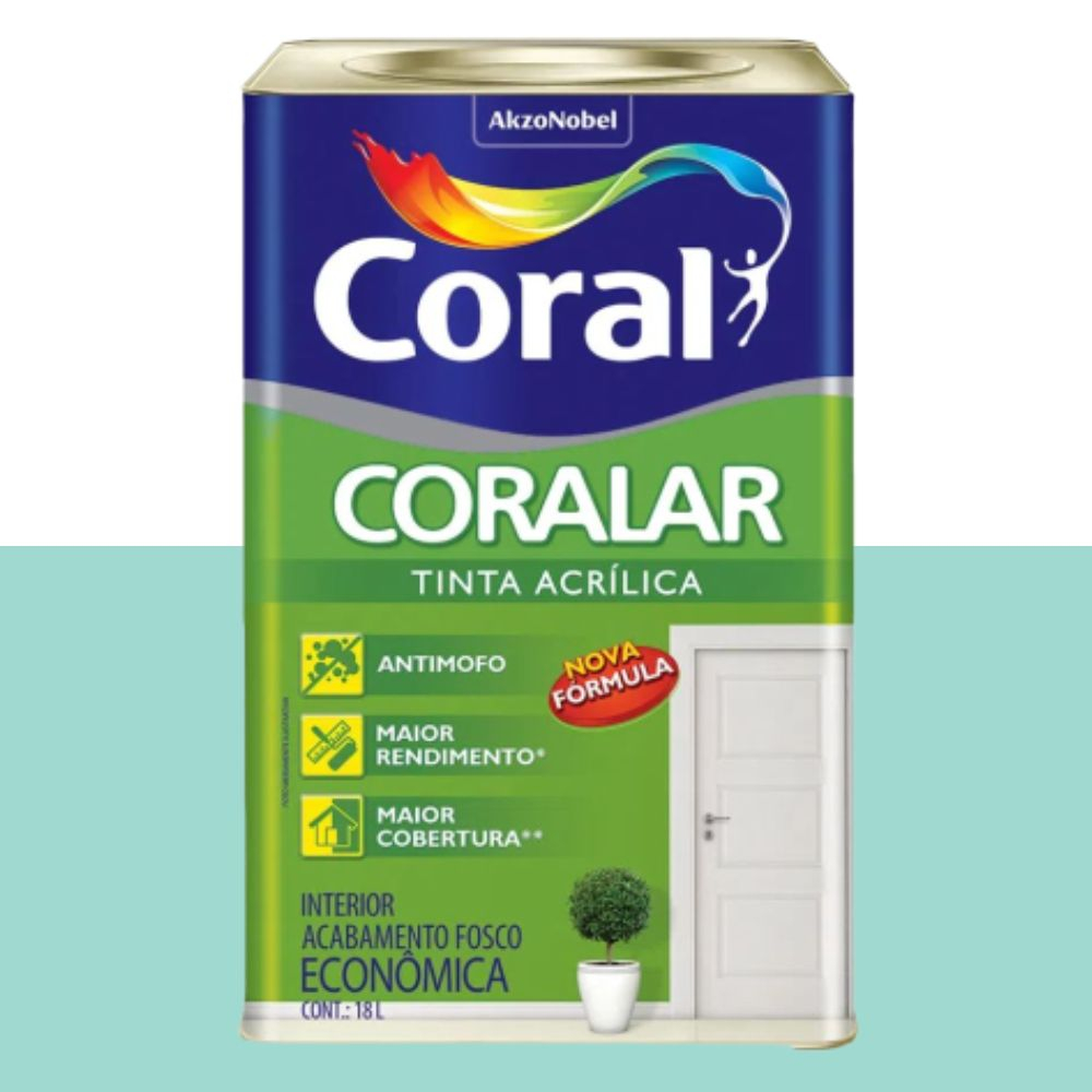 Tinta Coralar Acrílica Verde Piscina 18L Coralar