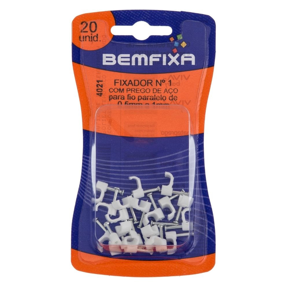 Fixador Para Fio Paralelo N1 Com 20 Unidades Branco Bemfixa