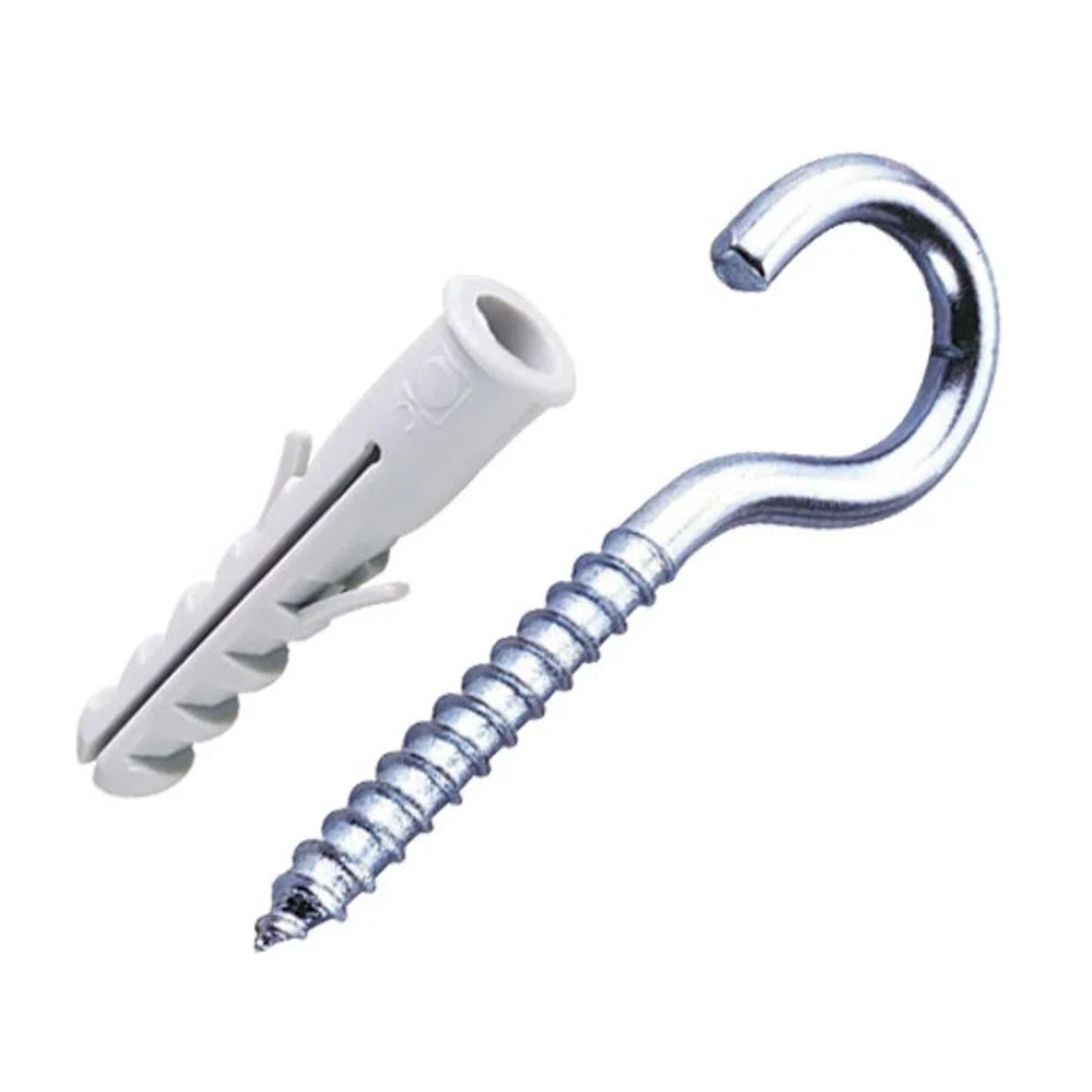 Gancho Zincado Com Bucha De Nylon Com Anel 10Mm Com 2 Unidades Bemfixa
