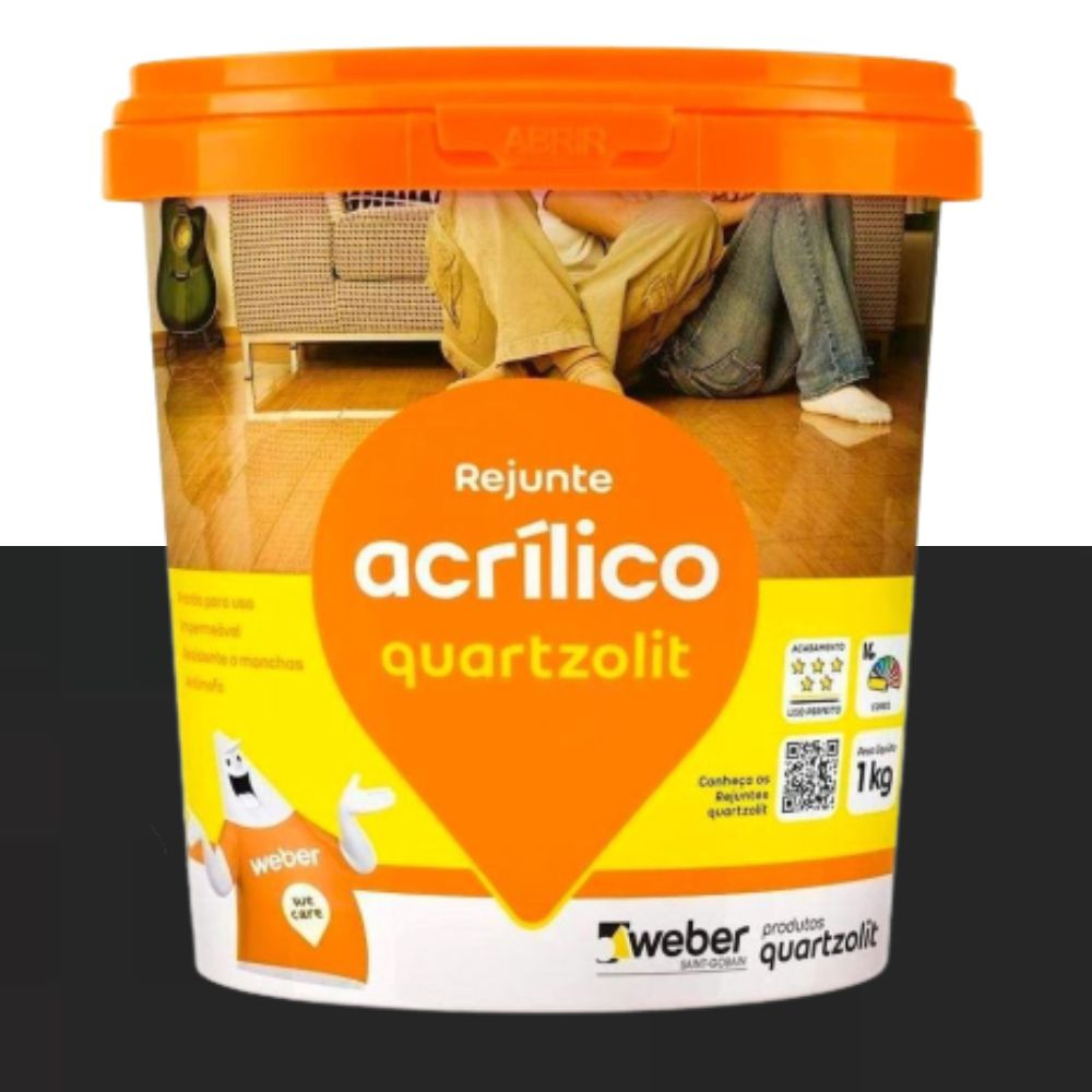 Rejunte Acrílico Preto 1Kg Balde Quartzolit 