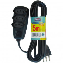 Extensao Sort Pp 3X0.75 3 Tomadas 5 Metros Preto Daneva