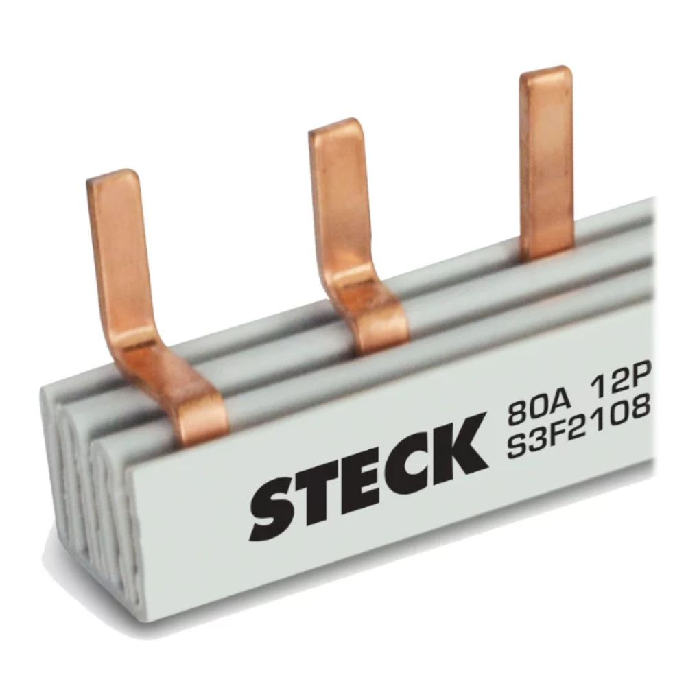 Barramento Trifásico Fases Para 12 Disjuntores 80A 210Mm Steck