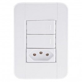 Interruptor Tablet 2 Simples+Tomada 2P+T 10A Branco Tramontina