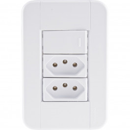 Interruptor Tablet Simples + 2T 2P+T 10A Branco Tramontina