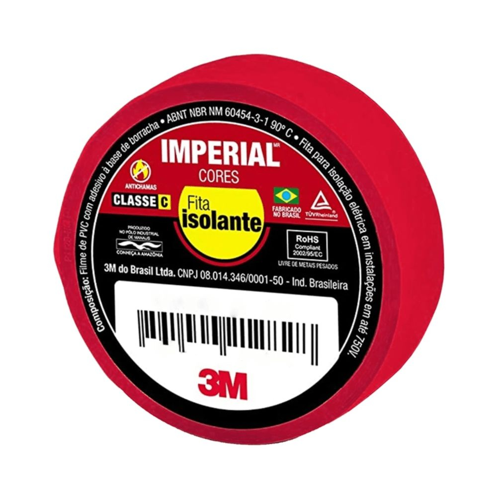 Fita Isolante Imperial 18X20M Vermelha 3M