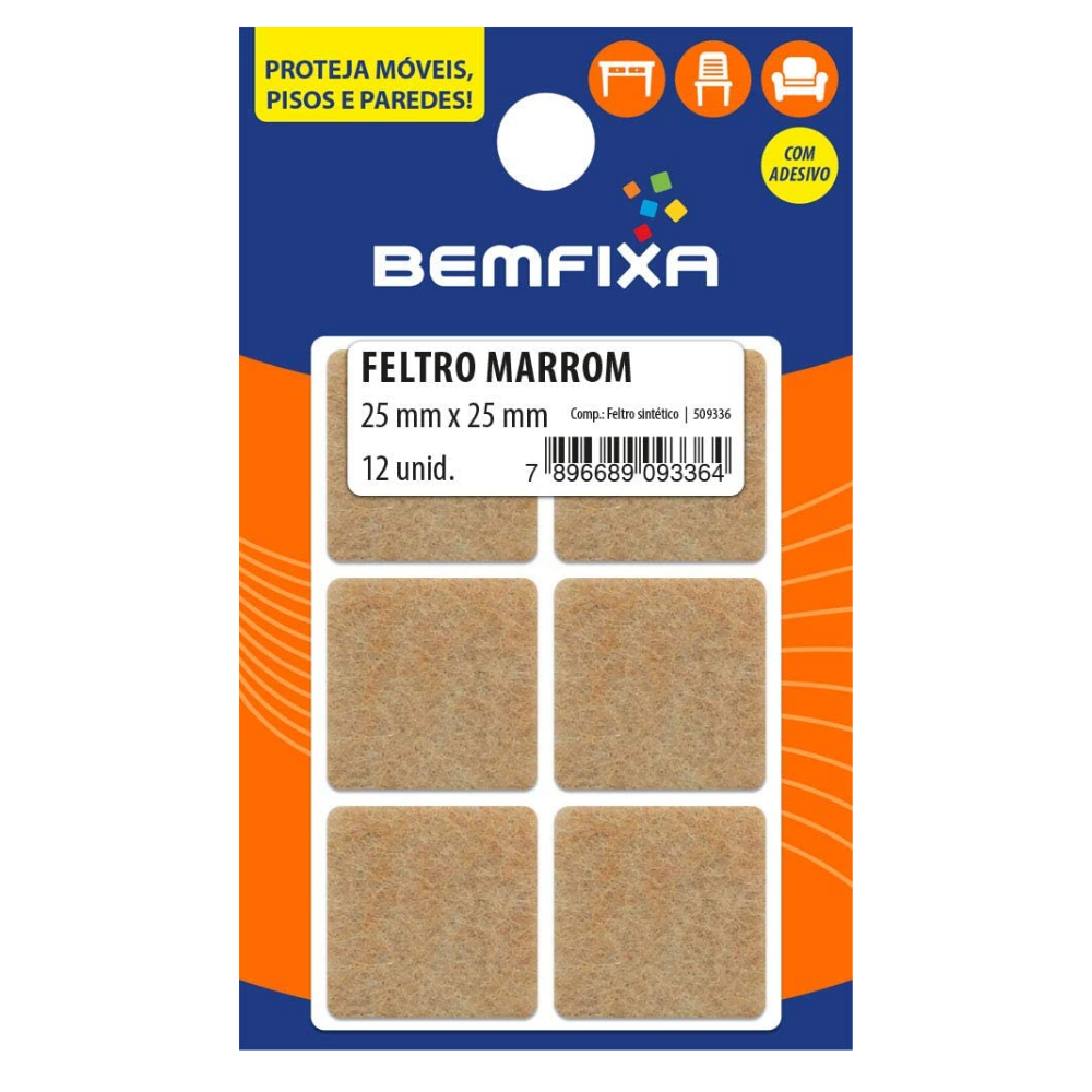 Protetor Com Adesivo Para Móveis Pesados Bege 25X25Mm Bemfixa