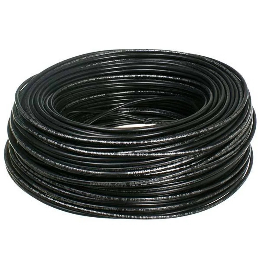 Cabo Superastic Flexivel 1.5Mm Preto Prysmian 100Metros