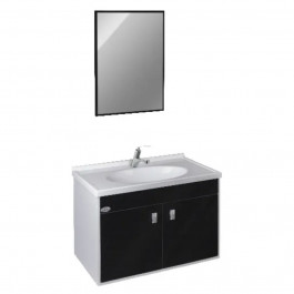 Gabinete Banheiro Kit Alure 41X57Cm Preto Policlass