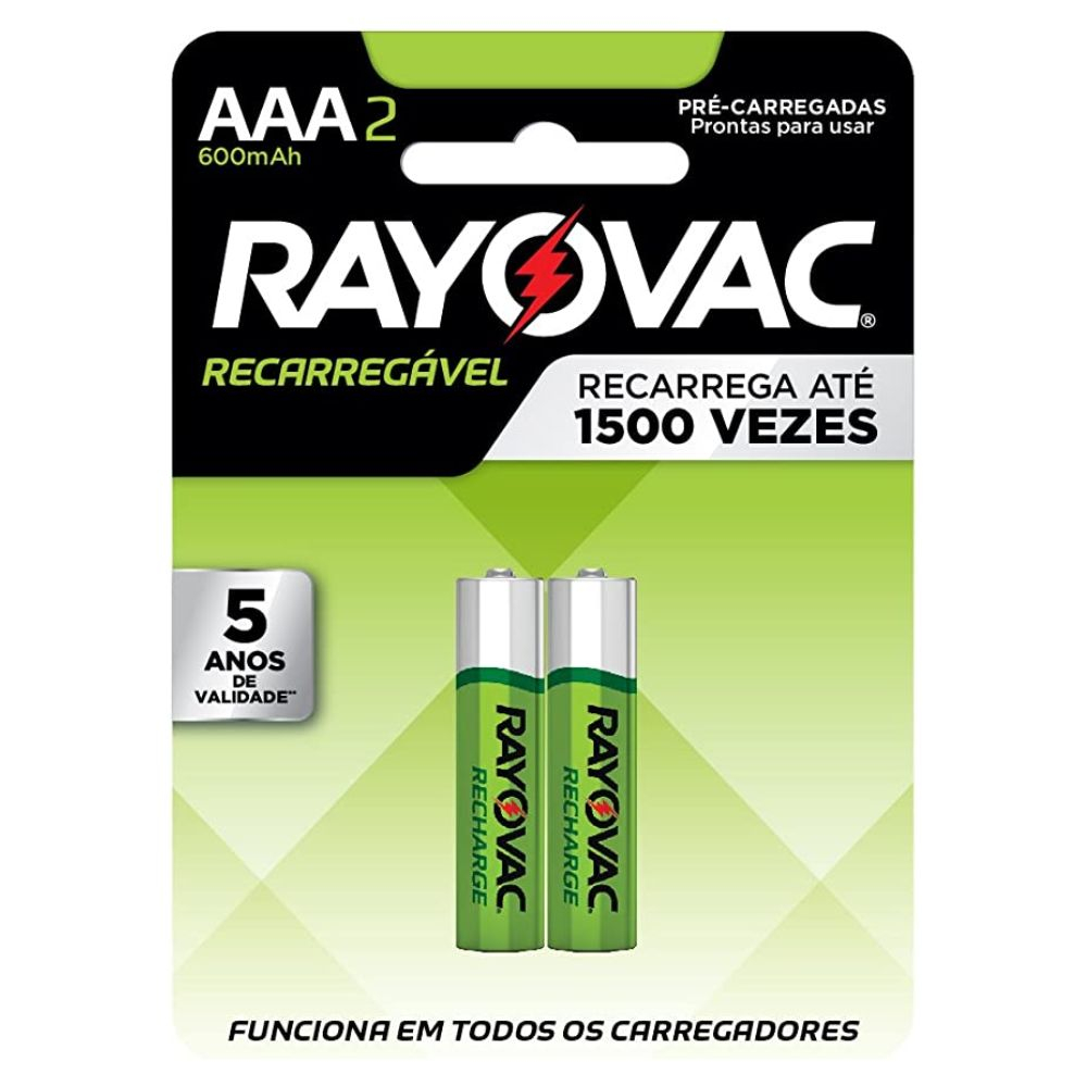 Pilha Recaregável Eco Aaa2 600 Rayovac