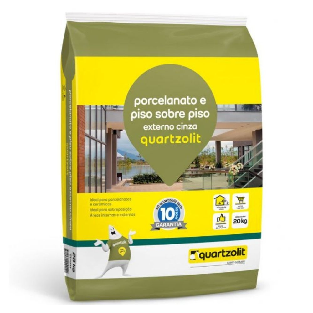 Argamassa Piso Sobre Piso Porcelanato Externo Cinza Quartzolit 