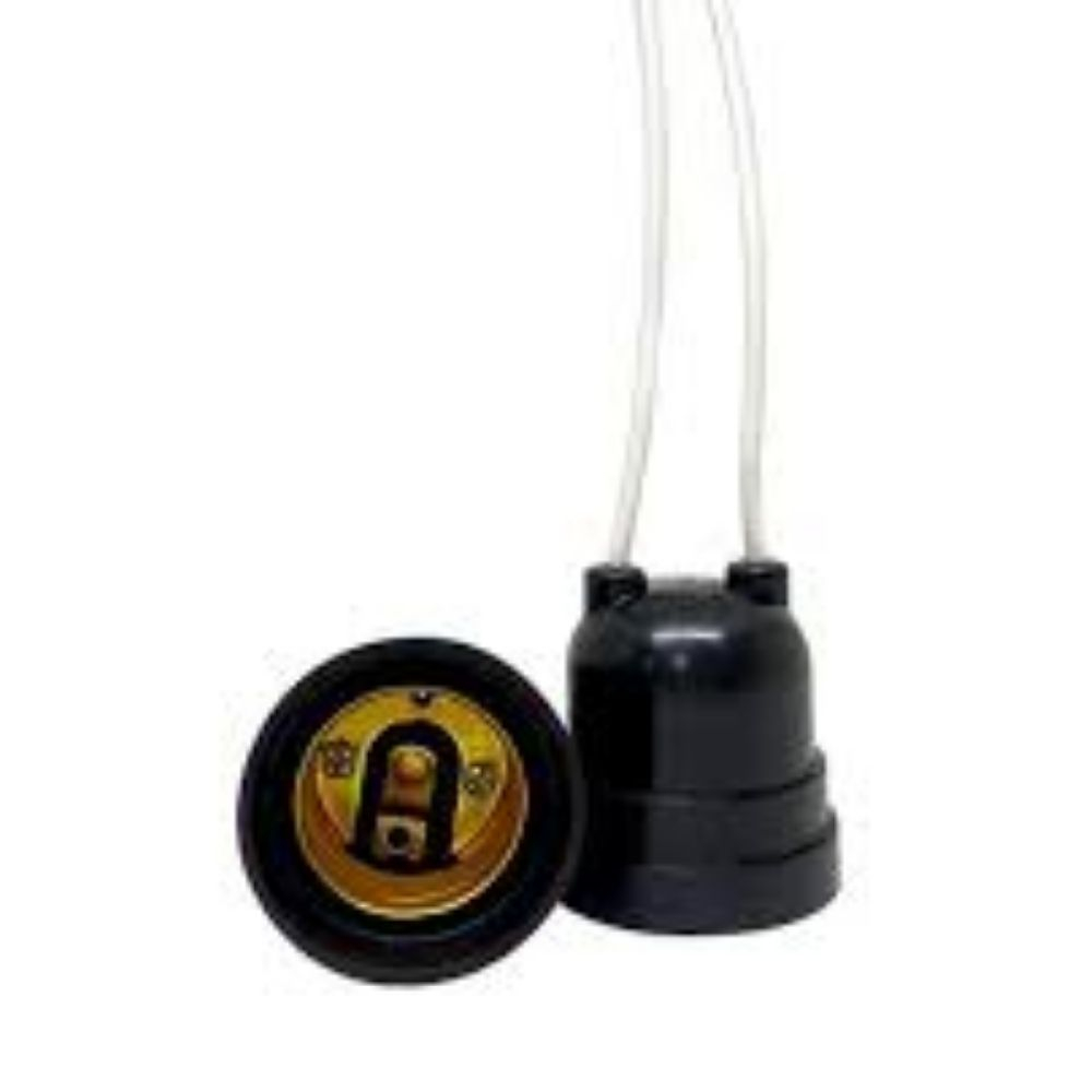 Bocal Rabicho E27 4A Borne Preto Germer