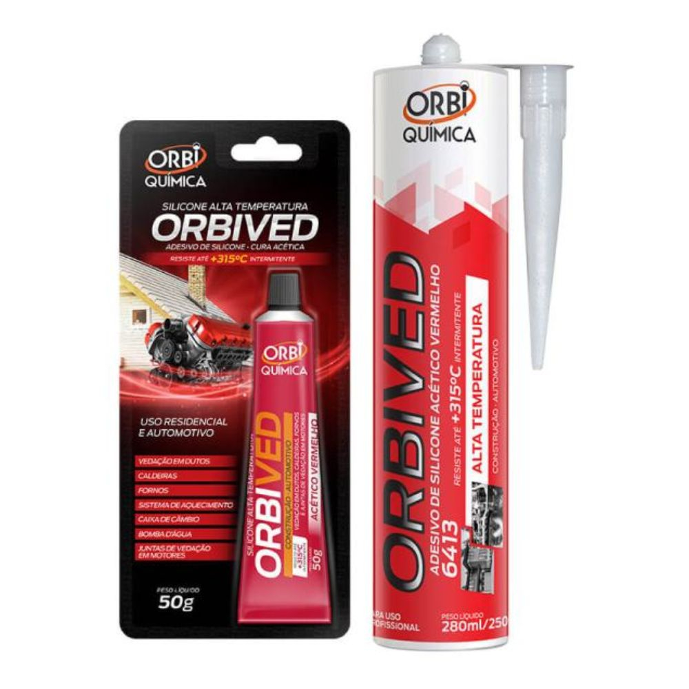 Silicone Acético De Alta Temperatura Vermelho 50G Orbived Orbi Quimica