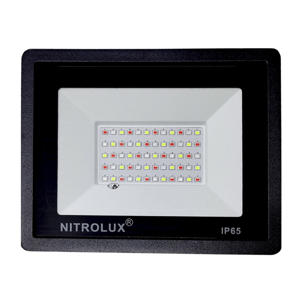 Refletor Led 30W Rgb Com Controle Preto Nitrolux
