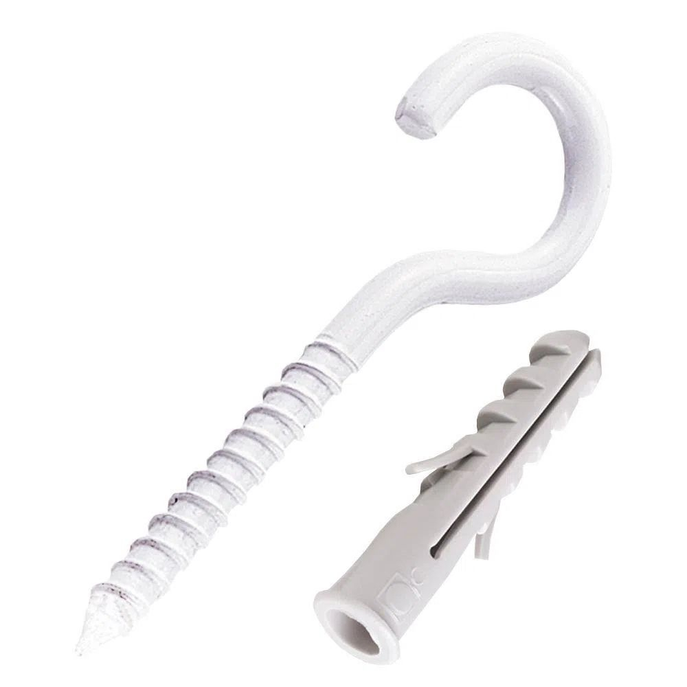Gancho Bucha Branco C/Anel 5Mm 4Un Bemfixa