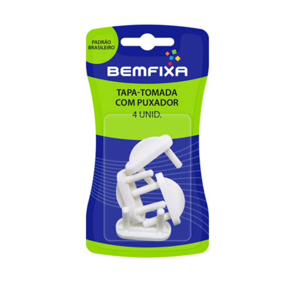 Tapa Tomada Novo Padrão Com Puxador Com 4 Unidades Branco Bemfixa