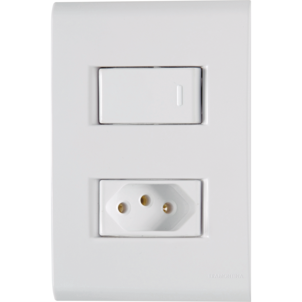 Interruptor Simples 10A E 1 Tomada 2P+T 20A 250V Liz Branco Tramontina 