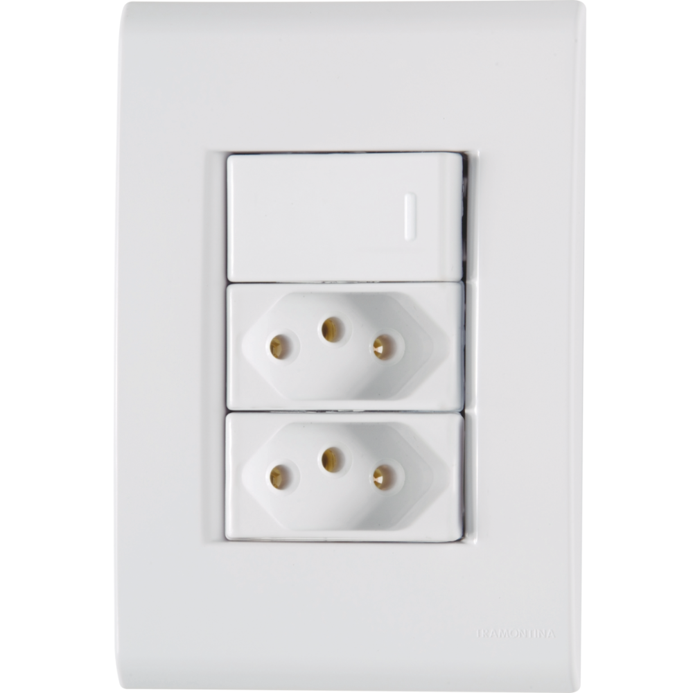Interruptor Simples 10A 250V E 2 Tomadas 2P+T 10A 250V Tramontina