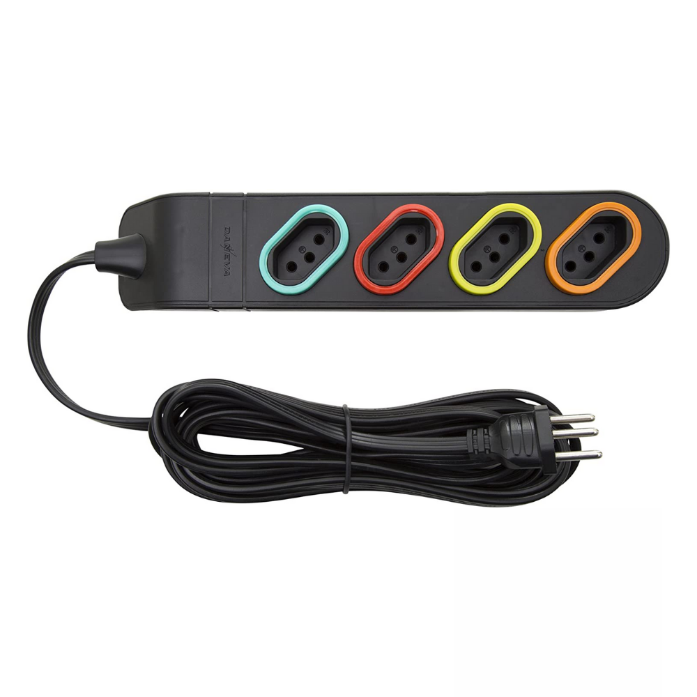 Extensão Multi Tomadas 4 Tomadas 2P+T Preto 1.3 Metros Daneva
