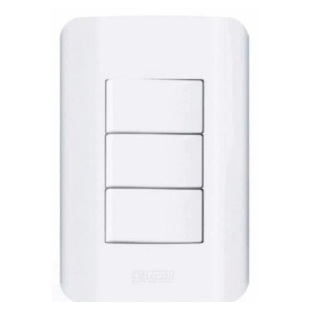 Interruptor Com 3 Teclas Simples Canoa 10A  Branco Romazi