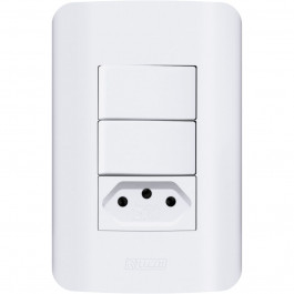 Interruptor Canoa 2 Simples+Tomada 10A Branco Romazi
