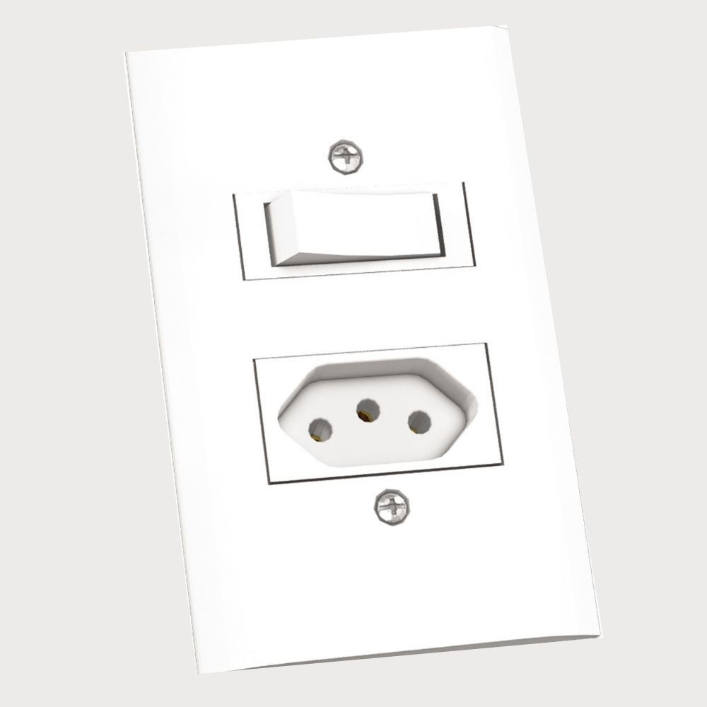 Interruptor Dunas Simples+Tomada 10A Branco Romazi