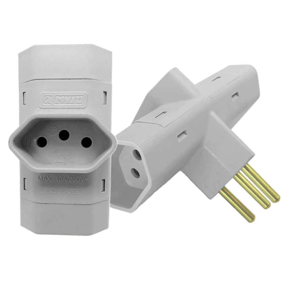 Pino Com 3 Tomadas 2P+T 10A Branco Romazi
