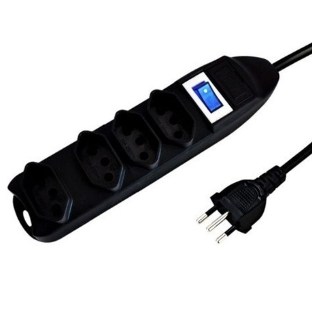 Protetor De Linha 4 Tomadas Preto Exatron