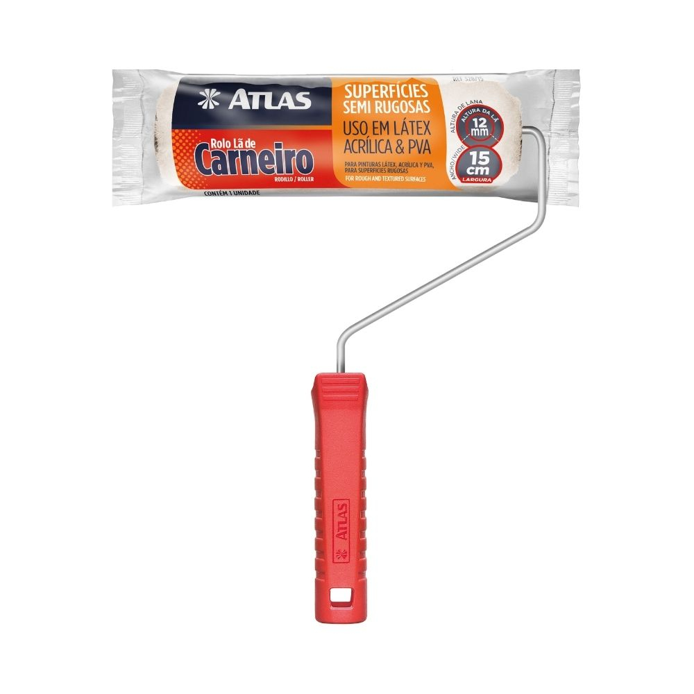 Rolo De Lã De Carneiro 15Cm Com Cabo 328/15 Atlas