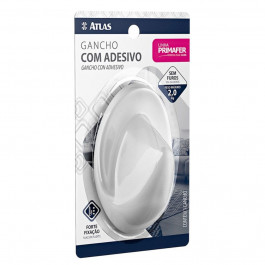Gancho Ova Adesivo 2Kg Plastico Com 1 Unidades Branco Primafer
