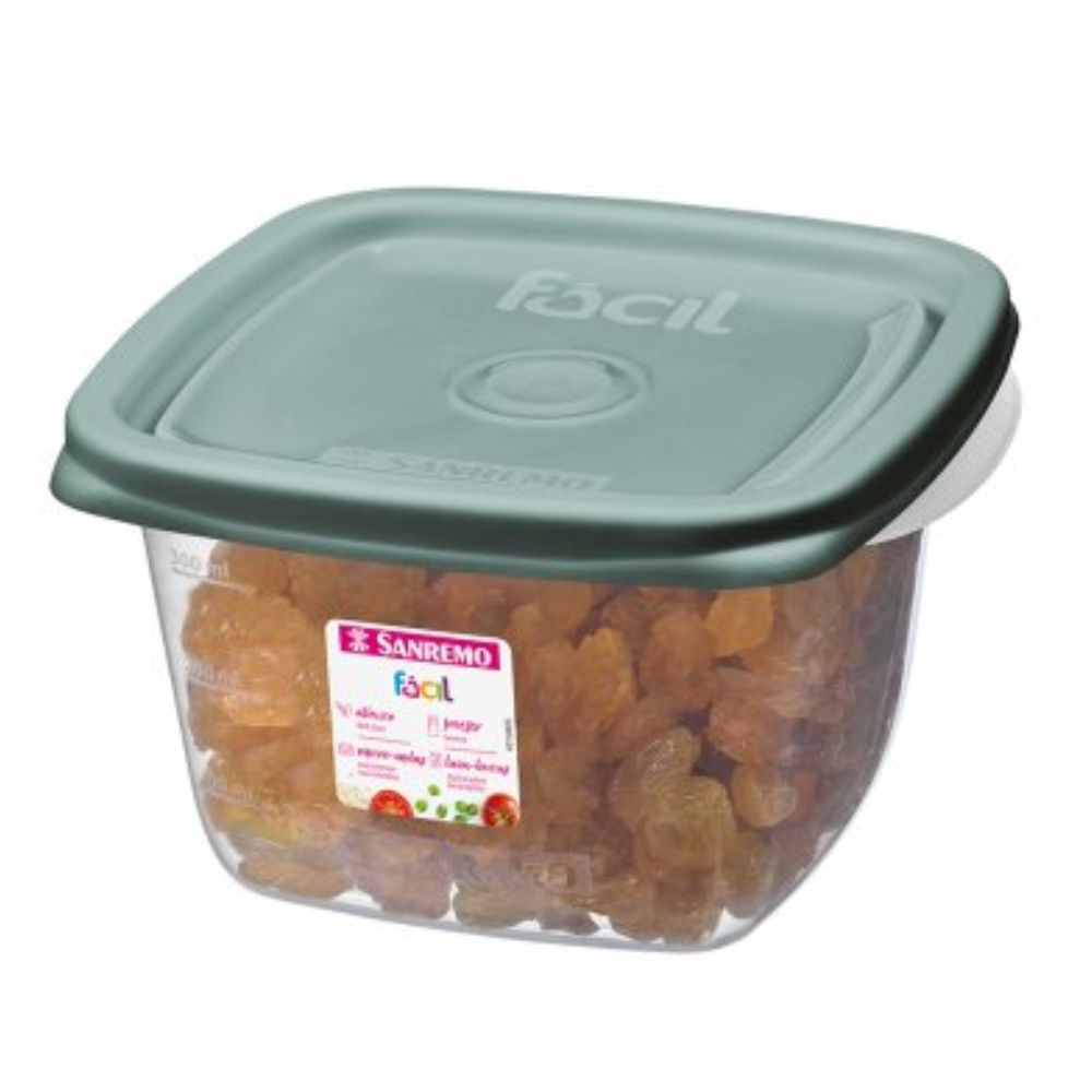 Pote Quadrado Plástico 360Ml Cores Diversas Sanremo