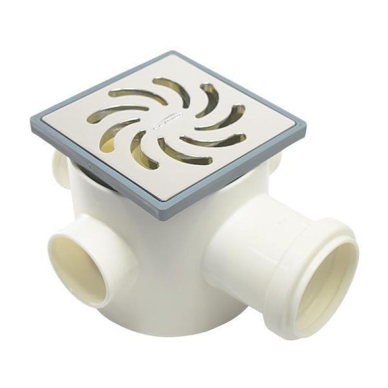 CAIXA SIFONADA VORTICE CROMADO QUADRADA 100X100X50 AMANCO