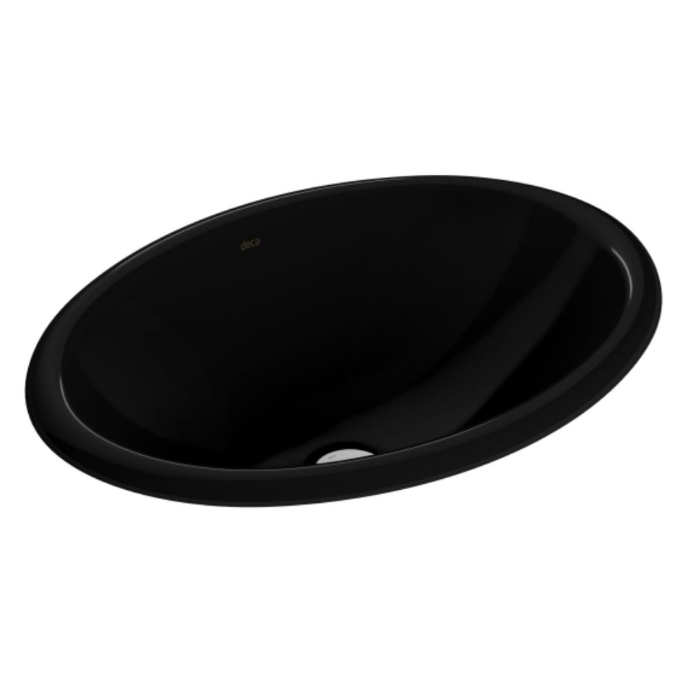 Cuba De Sobrepor Oval 43X31Cm Preta Deca