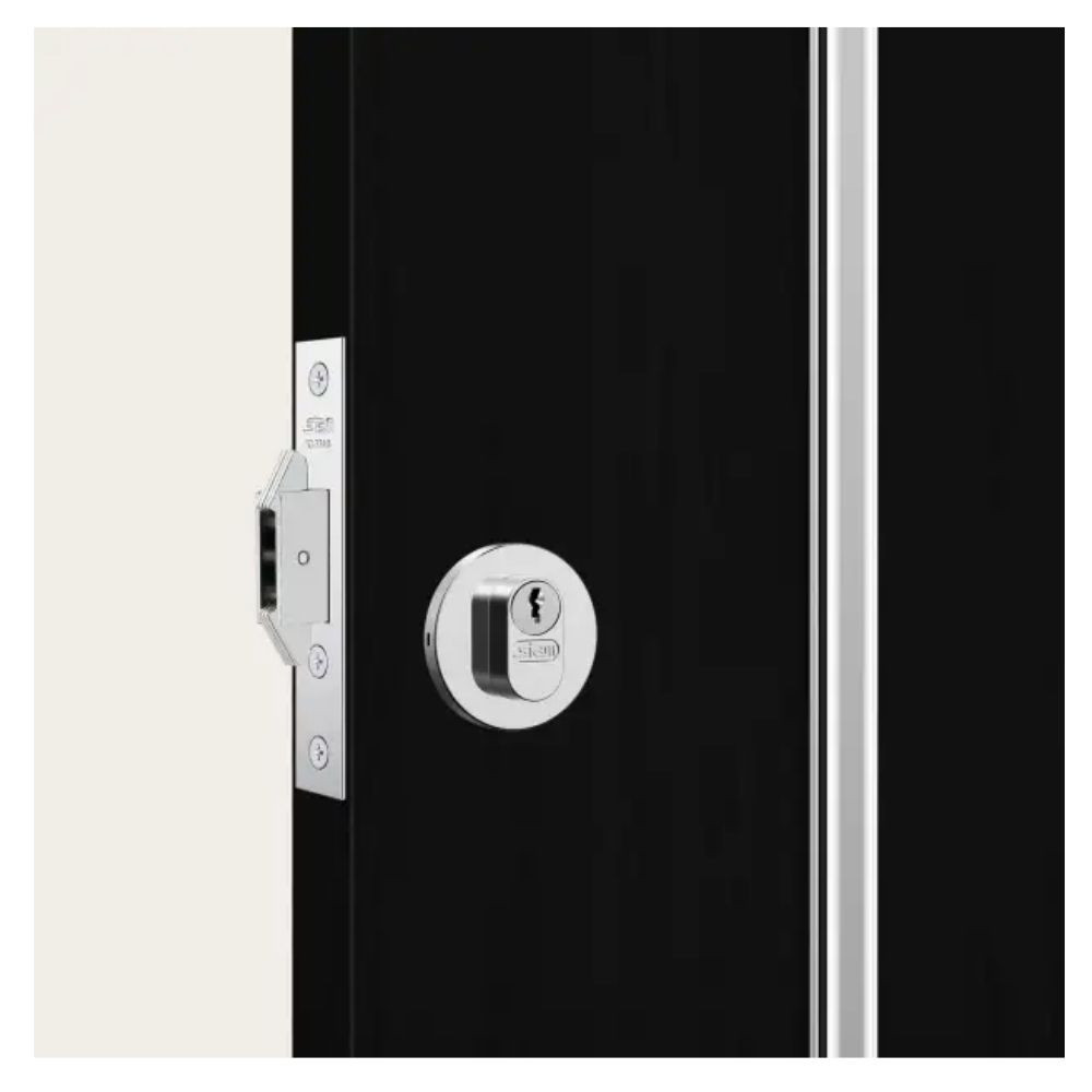 Fechadura Porta De Bater Ou Correr Biel 1006 Roseta Redonda Inox Stam