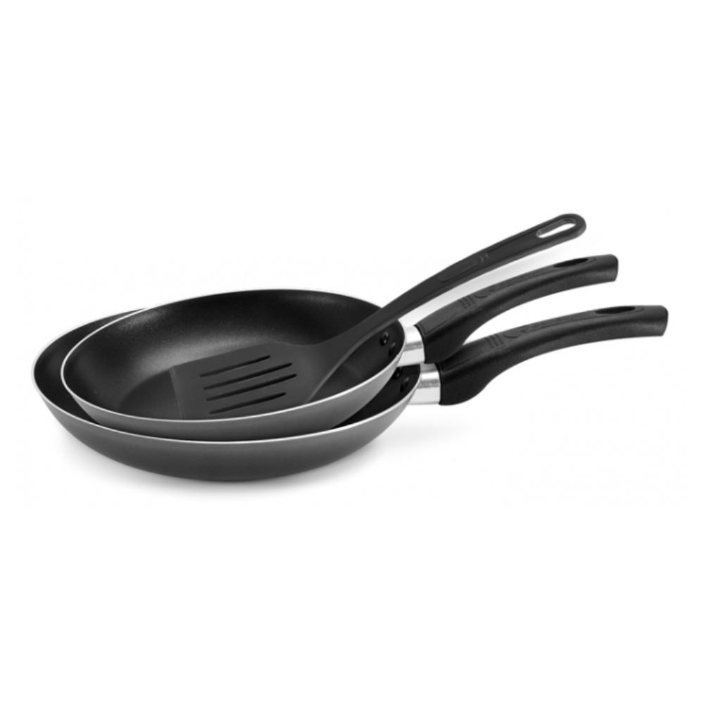 Kit Frigideiras Francesas Antiaderentes 18Cm + 22Cm + Espátula Cinza Panelux
