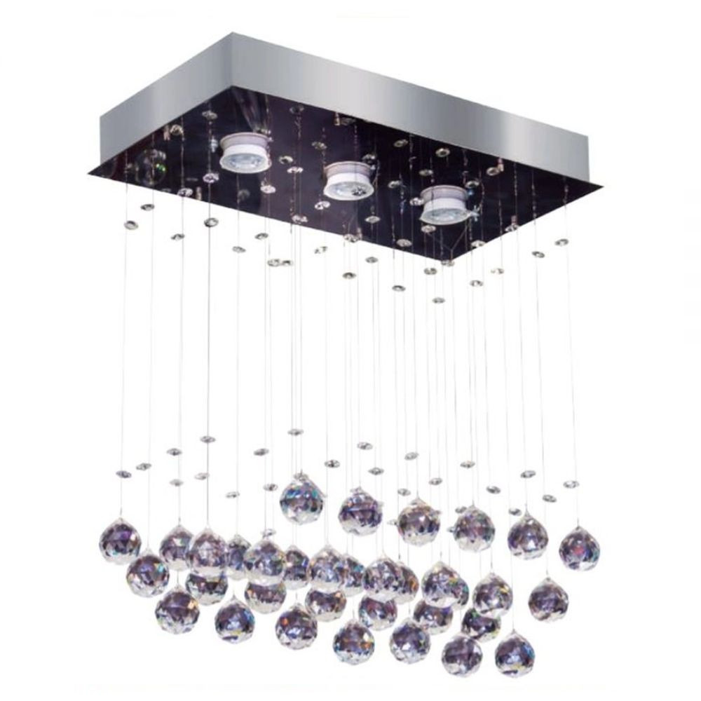 Lustre Plafon Crystal Ball Retangular 3X5W Gu10 Llum Bronzearte