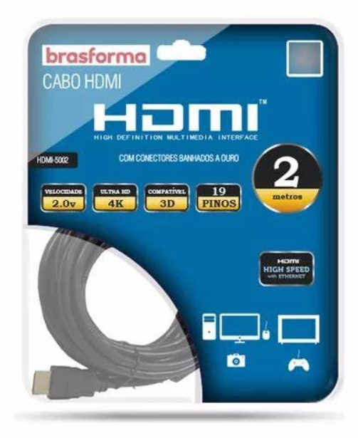 Cabo Brasforma Hdmi2 2.0V 4K 3M