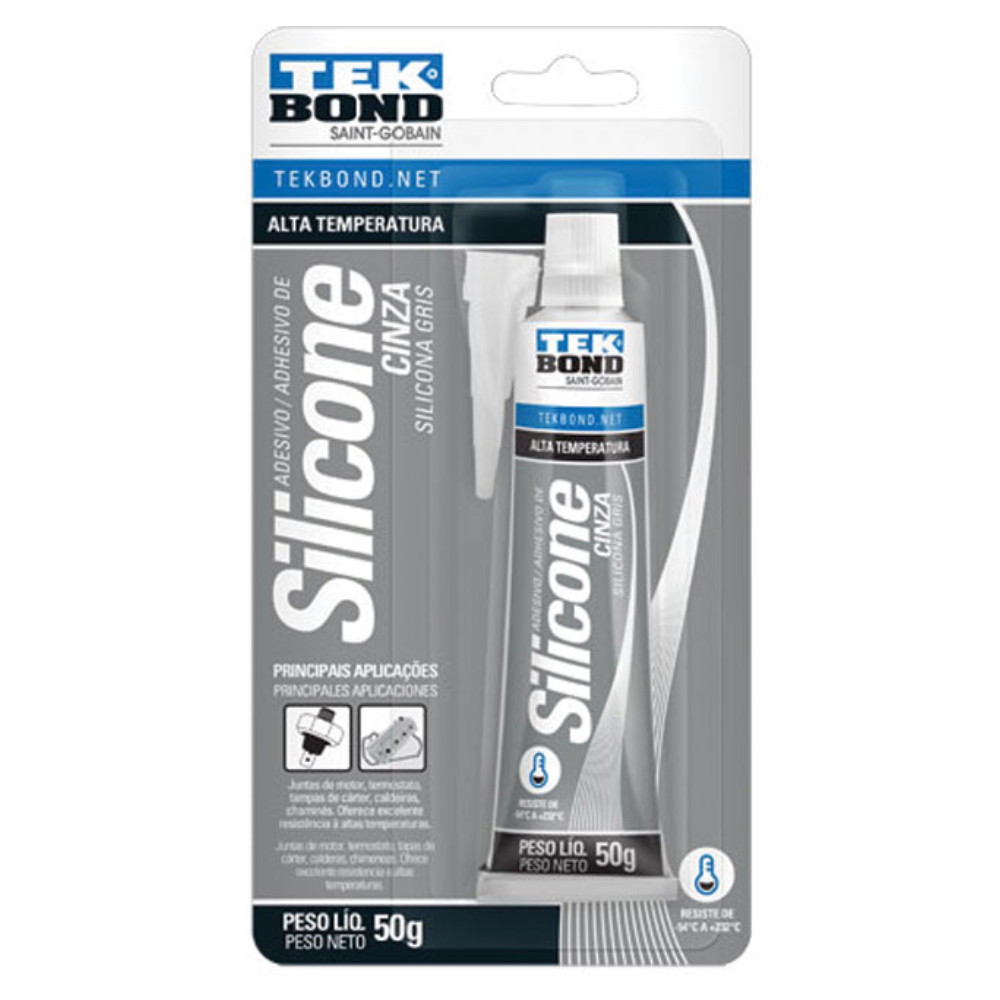 Silicone Acético Alta Temperatura 50G Cinza Tekbond