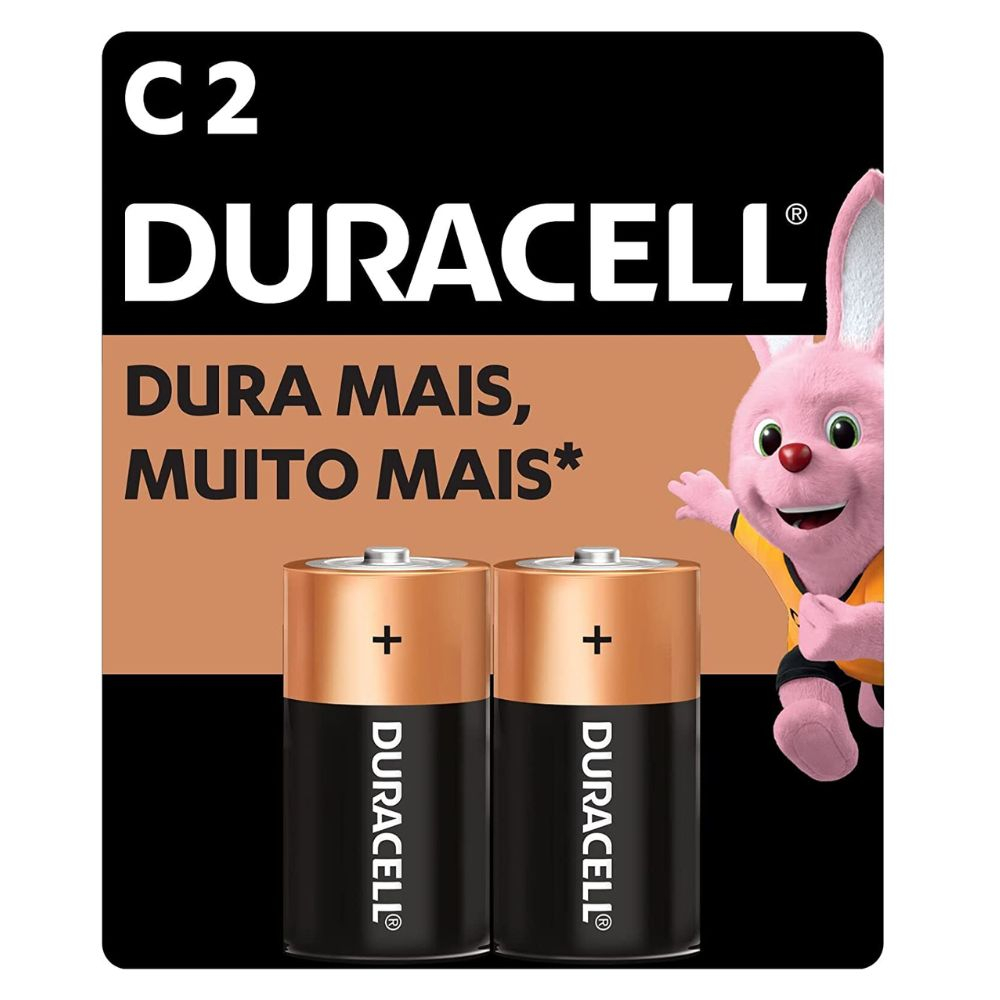 Pilha Alcalina Média Com 2 Unidades C Duracell