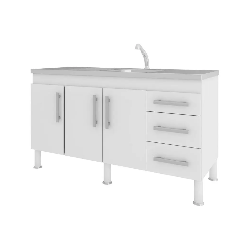 Gabinete Flex Cozinha 1.34M Para Pia 1.40M Branco Mgm