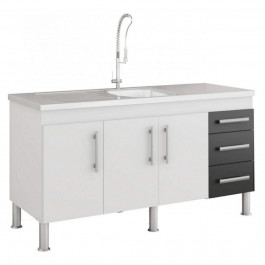 Gabinete De Cozinha Flex 1.54M Preto/Branco Mgm