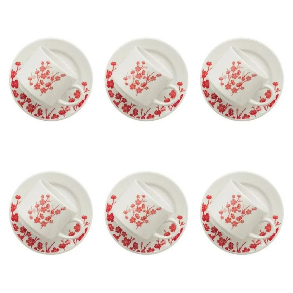 Conjunto De Xícaras De Chá Biona Jardim Oriental 12 Peças Oxford