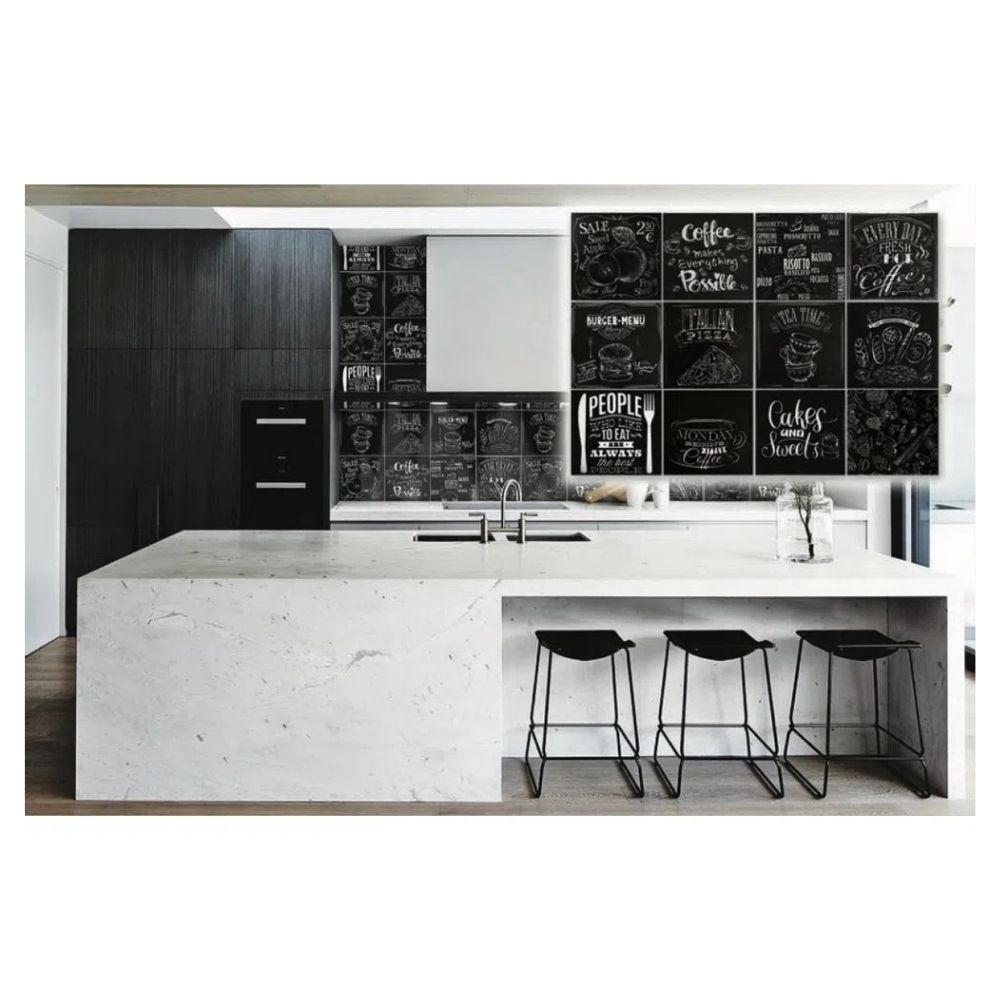 Ceramica 20X20 Chef Preto Kit C/12 Peças Gabriella
