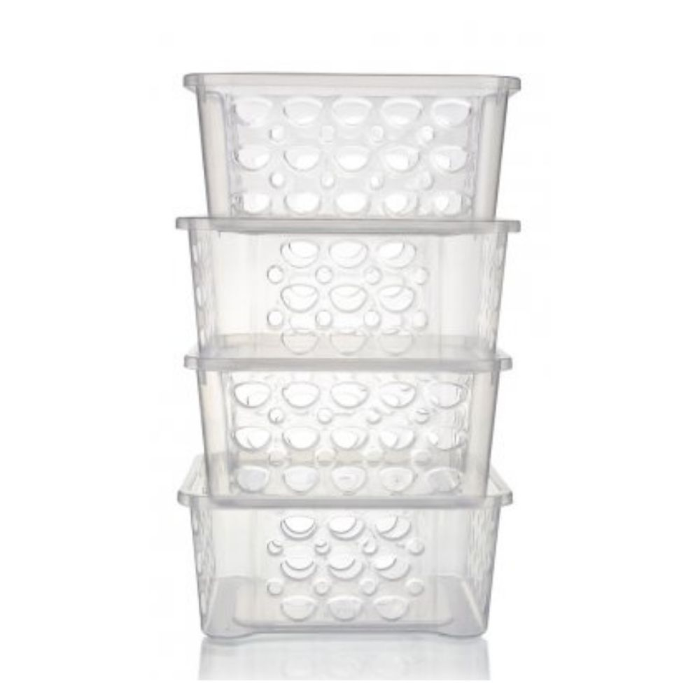 Conjunto De Cestas De Plástico 4 Unidades 746Ml Incolor Sanremo